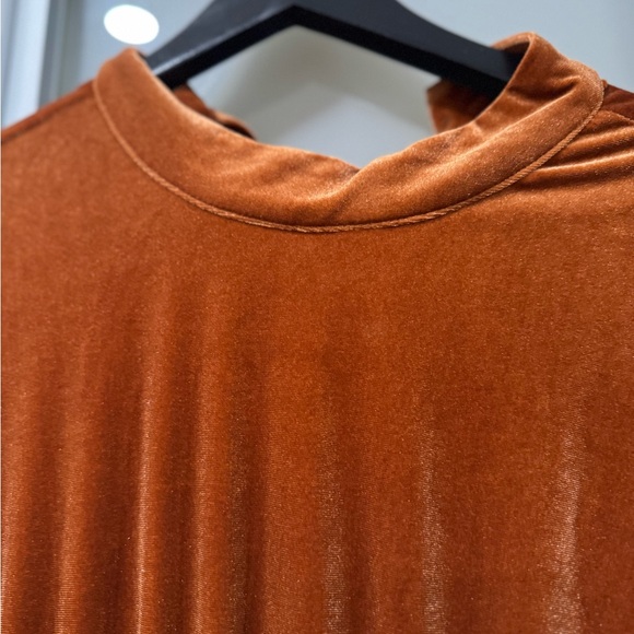 Velvet Long Sleeve Half Turtleneck Maxi Dress in a gorgeous copper color - Picture 4 of 4